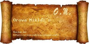 Orova Miklós névjegykártya